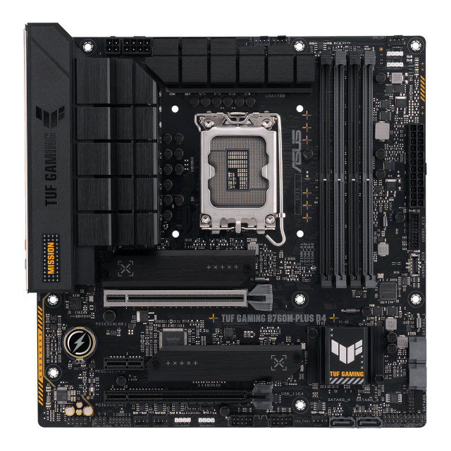 Дънна платка ASUS TUF GAMING B760M-PLUS D4, 4x DDR4, 2x M.2, 4x SATA 6Gb/s, HDMI, DP, mATX