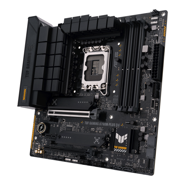 Дънна платка ASUS TUF GAMING B760M-PLUS D4, 4x DDR4, 2x M.2, 4x SATA 6Gb/s, HDMI, DP, mATX