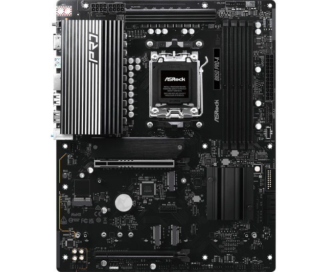 Дънна платка ASRock B850 PRO-A, AM5, 4x DDR5, 4x M.2, 4x SATA 6Gb/s, HDMI, DP, ATX