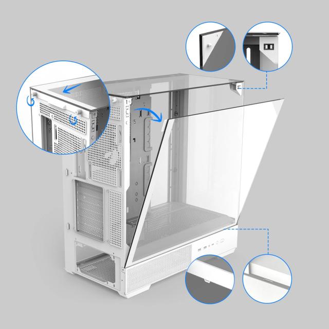 Кутия Zalman P40 Prism White, Middle Tower, Tempered Glass, 1 x USB 3.1 Type-C, 1 x USB 3.0, 1 x HD Audio, ATX / mATX / Mini-ITX