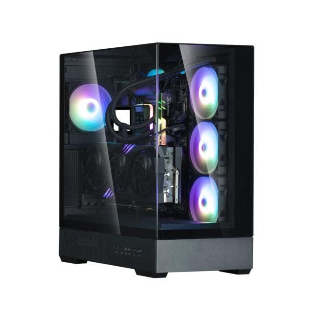 Кутия Zalman P40 Prism Black, Middle Tower, Tempered Glass, 1 x USB 3.1 Type-C, 1 x USB 3.0, 1 x HD Audio, ATX / mATX / Mini-ITX