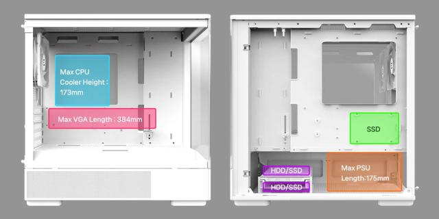 Кутия Zalman P10 White, Mini Tower, Tempered Glass, 1 x USB 3.1 Type-C, 1 x USB 3.0, 1 x HD Audio, mATX / Mini-ITX