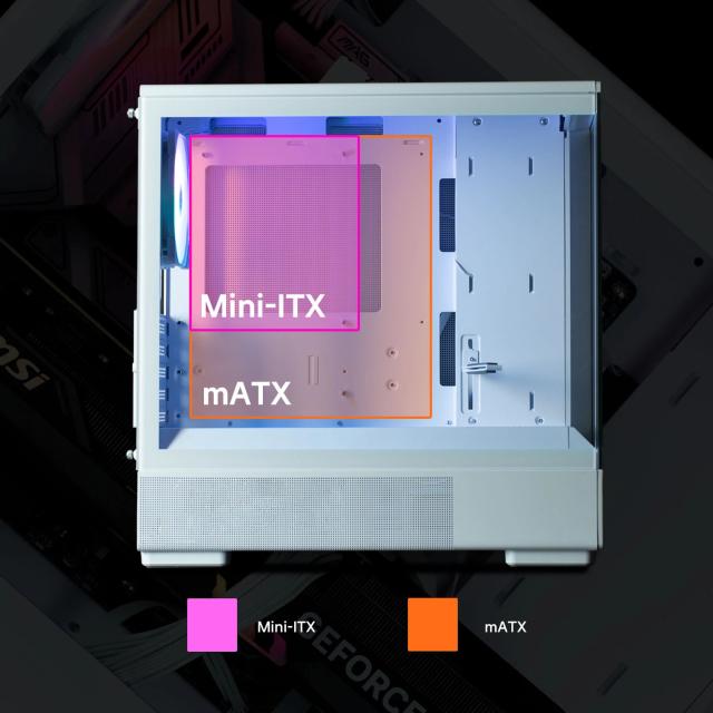 Кутия Zalman P10 White, Mini Tower, Tempered Glass, 1 x USB 3.1 Type-C, 1 x USB 3.0, 1 x HD Audio, mATX / Mini-ITX