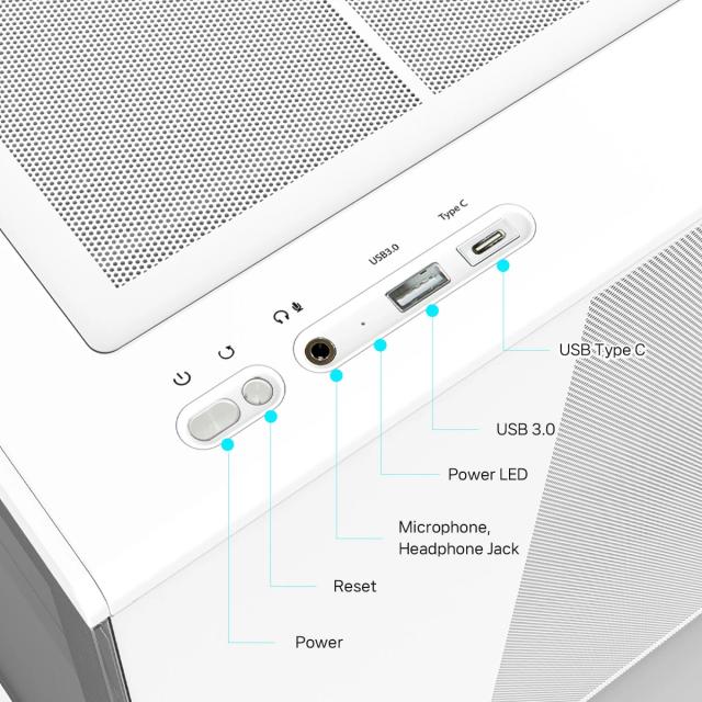 Кутия Zalman P10 White, Mini Tower, Tempered Glass, 1 x USB 3.1 Type-C, 1 x USB 3.0, 1 x HD Audio, mATX / Mini-ITX