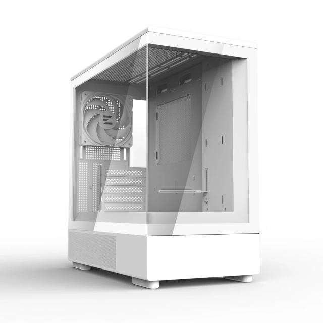 Кутия Zalman P10 White, Mini Tower, Tempered Glass, 1 x USB 3.1 Type-C, 1 x USB 3.0, 1 x HD Audio, mATX / Mini-ITX