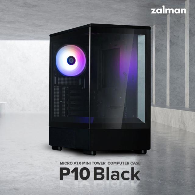 Кутия Zalman P10 Black, Mini Tower, Tempered Glass, 1 x USB 3.1 Type-C, 1 x USB 3.0, 1 x HD Audio, mATX / Mini-ITX