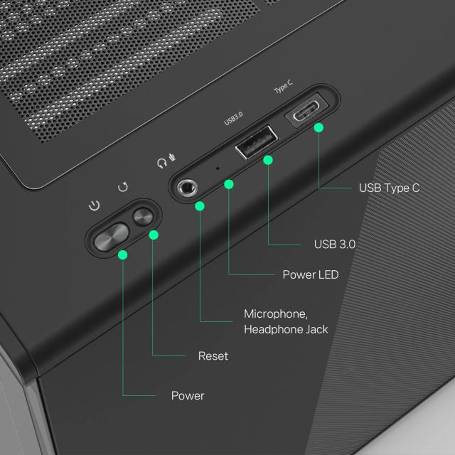 Кутия Zalman P10 Black, Mini Tower, Tempered Glass, 1 x USB 3.1 Type-C, 1 x USB 3.0, 1 x HD Audio, mATX / Mini-ITX