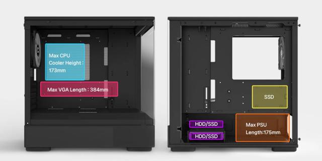 Кутия Zalman P10 Black, Mini Tower, Tempered Glass, 1 x USB 3.1 Type-C, 1 x USB 3.0, 1 x HD Audio, mATX / Mini-ITX