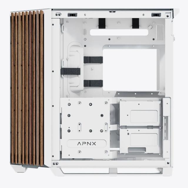 Кутия APNX V1-W - Wood, White, Middle Tower, 2x USB 3.2, 1x USB Тype-C, 1x HD Audio, ATX / Micro ATX / Mini-ITX