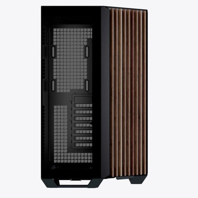 Кутия APNX V1-W - Wood, Black, Middle Tower, 2x USB 3.2, 1x USB Тype-C, 1x HD Audio, ATX / Micro ATX / Mini-ITX