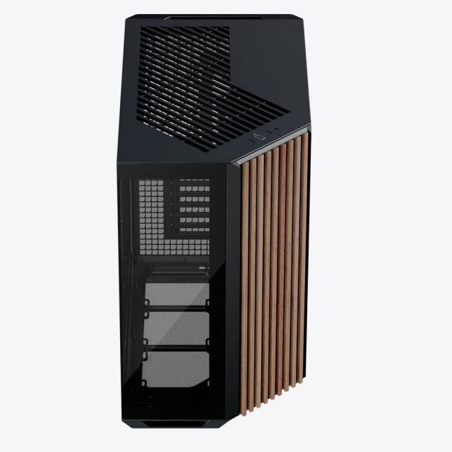 Кутия APNX V1-W - Wood, Black, Middle Tower, 2x USB 3.2, 1x USB Тype-C, 1x HD Audio, ATX / Micro ATX / Mini-ITX