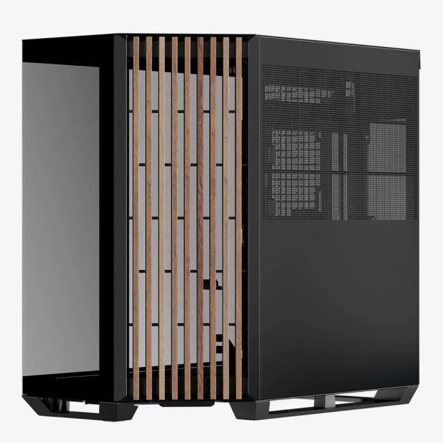 Кутия APNX V1-W - Wood, Black, Middle Tower, 2x USB 3.2, 1x USB Тype-C, 1x HD Audio, ATX / Micro ATX / Mini-ITX