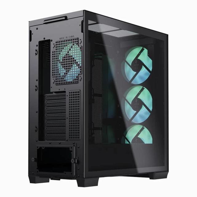 Кутия APNX C1-R - Black, Middle Tower, 2x USB 3.0, 1x USB Тype-C, 1x HD Audio, ATX / Micro ATX / Mini-ITX