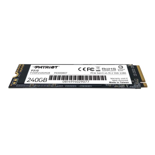 Patriot P310 240GB PCIe NVMe, M.2 2280, Read up 1700MB/s, Write up to 1500MB/s