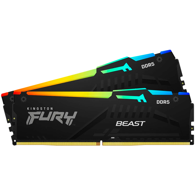 Памет Kingston FURY Beast RGB 32GB (2x16GB) DDR4 6400MHz CL32, 1.1 V