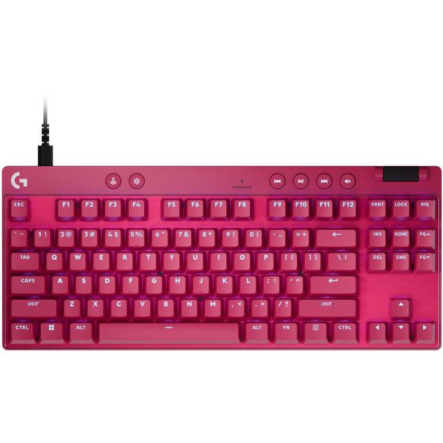 Геймърска механична клавиатура Logitech G Pro X RAPID TKL, Switch Magenta Tactile, USB