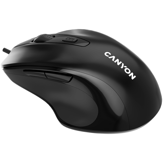 Мишка CANYON CMS6, оптична (800-3200 dpi), USB, черна