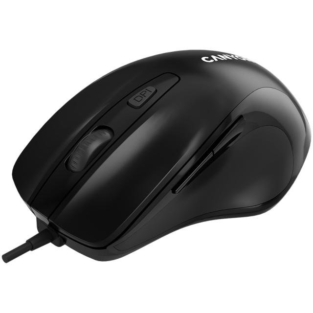 Мишка CANYON CMS6, оптична (800-3200 dpi), USB, черна