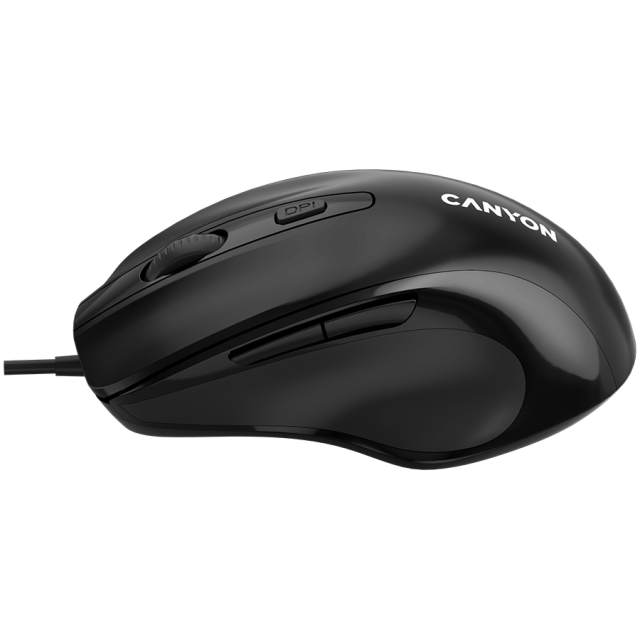 Мишка CANYON CMS6, оптична (800-3200 dpi), USB, черна