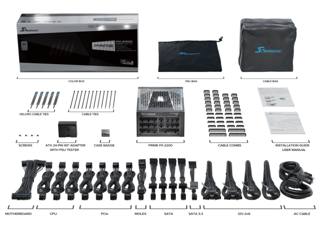 Захранване Seasonic PRIME PX 2200W, Active PFC, ATX 3.1, 80 PLUS PLATINUM, Fully Modular