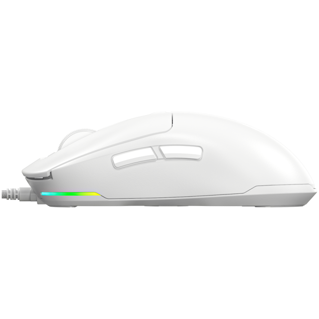 Мишка Lorgar MSA10, Ultralight Wired Gaming Mouse Advanced, оптична (12 000 dpi), 6 бутона, USB, Бяла