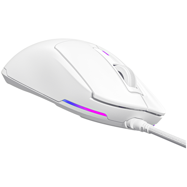 Мишка Lorgar MSA10, Ultralight Wired Gaming Mouse Advanced, оптична (12 000 dpi), 6 бутона, USB, Бяла