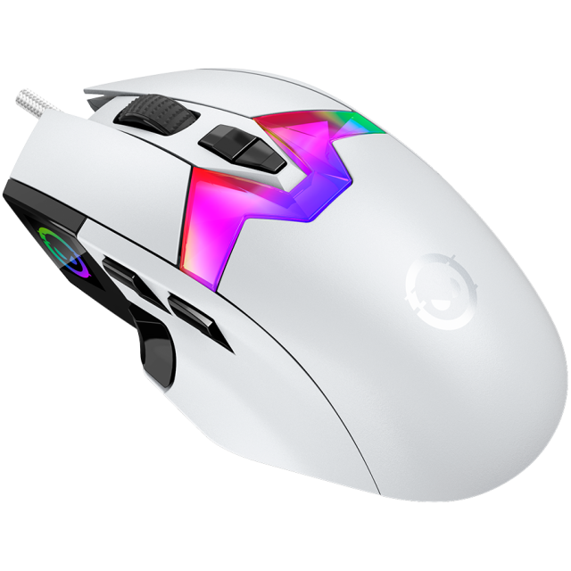 Мишка Lorgar MSP80, оптична (26 000 dpi), 10 бутона, PAW3395 сензор, 8000Hz Polling Rat, USB, Бяла