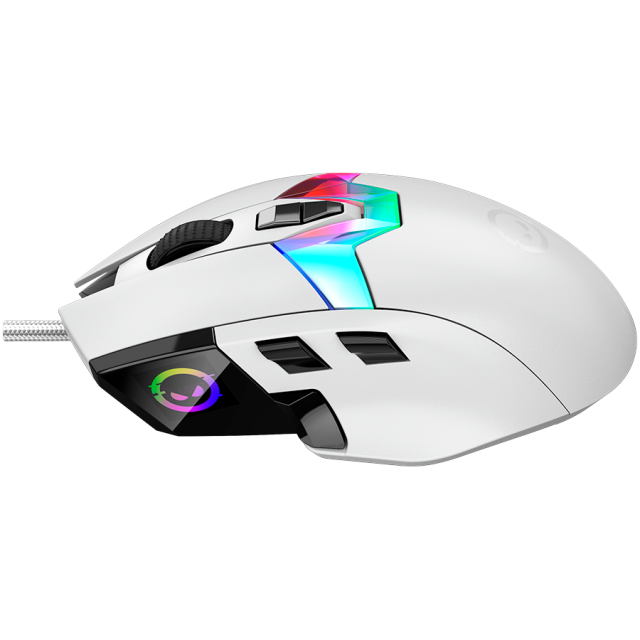 Мишка Lorgar MSP80, оптична (26 000 dpi), 10 бутона, PAW3395 сензор, 8000Hz Polling Rat, USB, Бяла