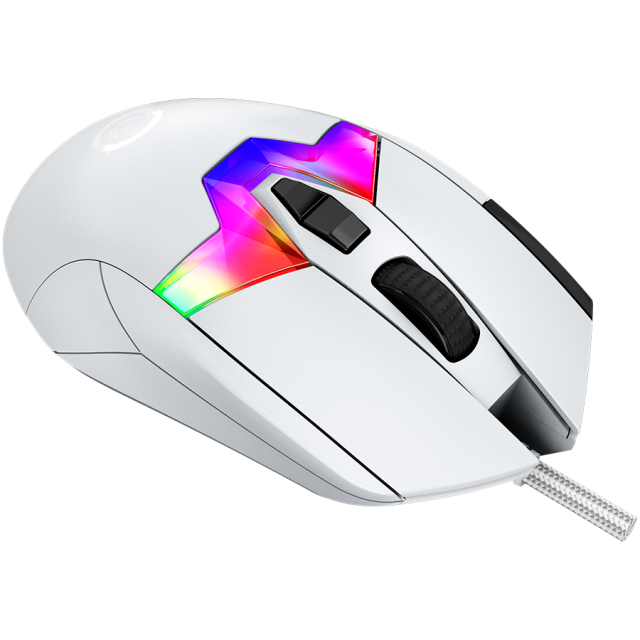 Мишка Lorgar MSP80, оптична (26 000 dpi), 10 бутона, PAW3395 сензор, 8000Hz Polling Rat, USB, Бяла