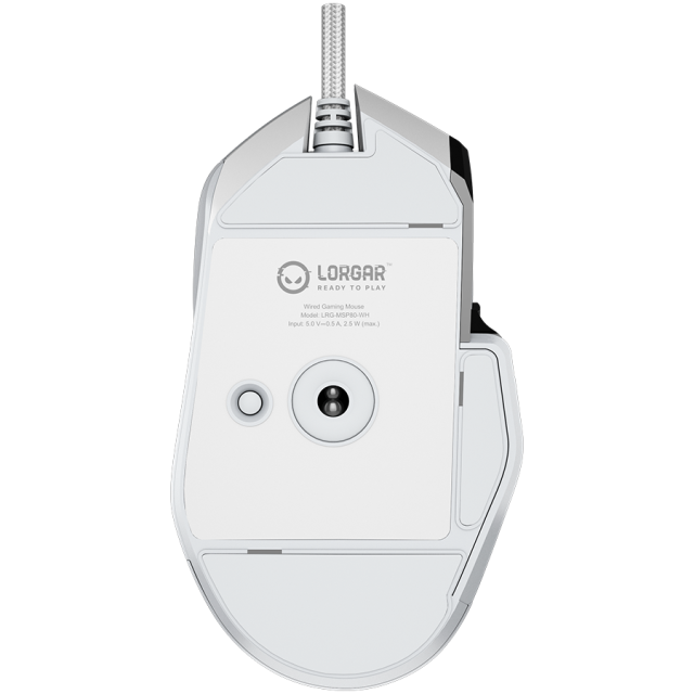 Мишка Lorgar MSP80, оптична (26 000 dpi), 10 бутона, PAW3395 сензор, 8000Hz Polling Rat, USB, Бяла