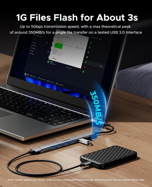 Хъб Orico YSB4-U2, 5-портов, 1x USB 3.0, 3x USB 2.0, 2x USB Type-C, Aluminium, Grey, USB (A) / Type-C