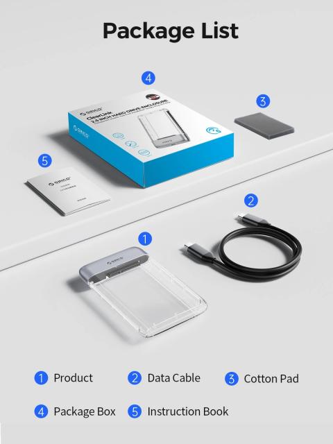 Кутия Orico TX25C3 HDD / SSD 2.5" (6.35 cm), USB Type-C 5Gbps