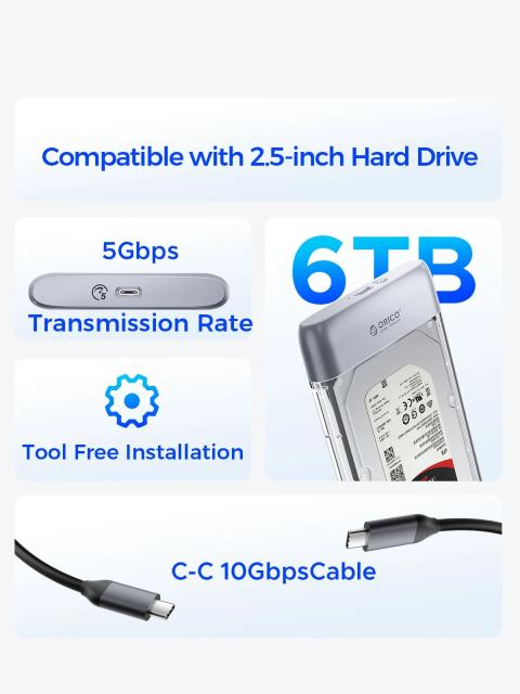 Кутия Orico TX25C3 HDD / SSD 2.5" (6.35 cm), USB Type-C 5Gbps