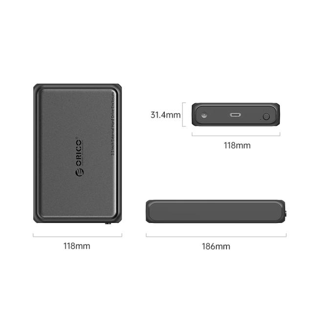 Кутия Orico DDL35-C3 HDD 3.5" (8.89 cm), USB Type-C Black