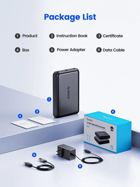 Кутия Orico DDL35-C3 HDD 3.5" (8.89 cm), USB Type-C Black