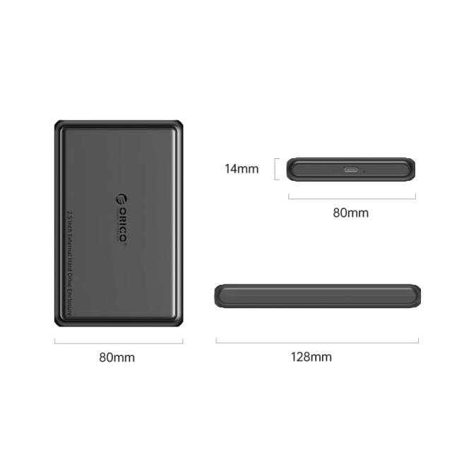 Кутия Orico DDL25-C3 HDD / SSD 2.5" (6.35 cm), USB A/Type-C Black