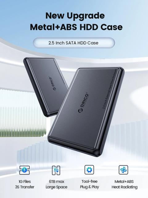 Кутия Orico DDL25-C3 HDD / SSD 2.5" (6.35 cm), USB A/Type-C Black