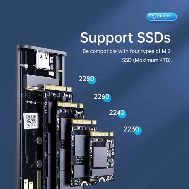 Кутия Orico AM2C3-G2 SSD M.2 NVMe, Aluminium. USB-A /Type-C 