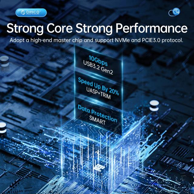 Кутия Orico AM2C3-2N Dual-Bay SSD M.2 NVMe, Aluminium, USB Type-C 10Gbps
