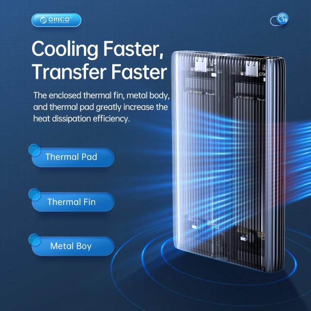 Кутия Orico AM2C3-2N Dual-Bay SSD M.2 NVMe, Aluminium, USB Type-C 10Gbps