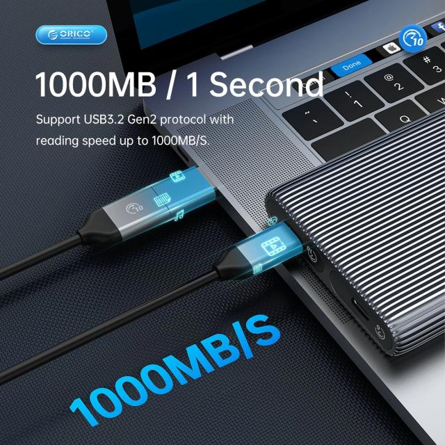 Кутия Orico AM2C3-2N Dual-Bay SSD M.2 NVMe, Aluminium, USB Type-C 10Gbps