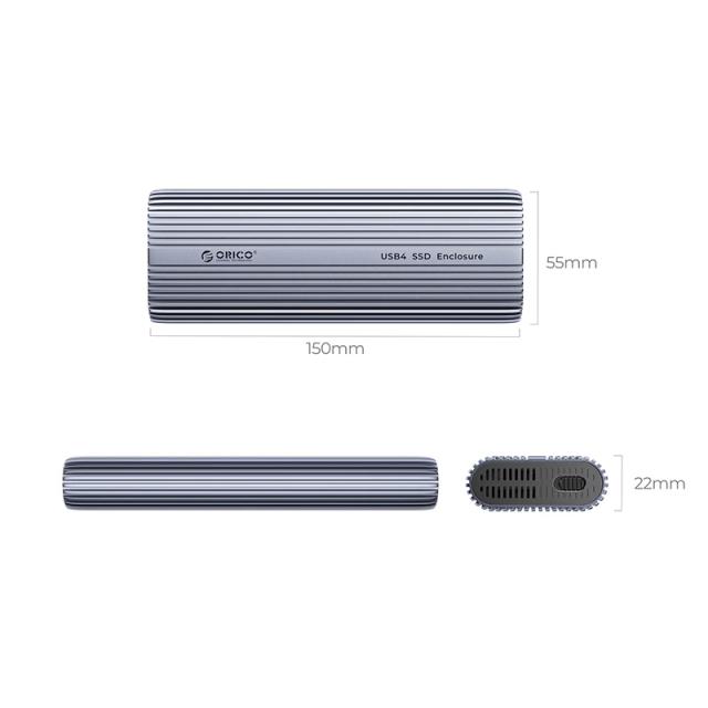 Кутия Orico ACOM2-U4 SSD M.2 NVMe , Built-in Air Cooling, Aluminium. USB-A /Type-C 