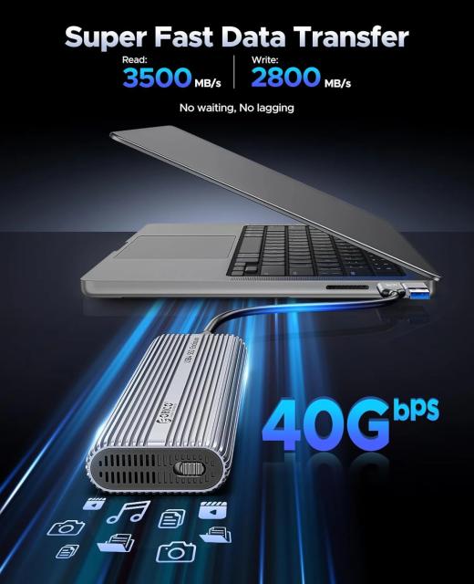 Кутия Orico ACOM2-U4 SSD M.2 NVMe , Built-in Air Cooling, Aluminium. USB-A /Type-C 