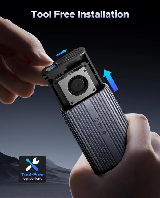 Кутия Orico ACOM2-U4 SSD M.2 NVMe , Built-in Air Cooling, Aluminium. USB-A /Type-C 