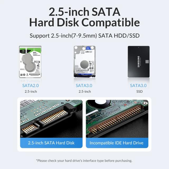 Кутия Orico 25PW1C HDD / SSD 2.5" (6.35 cm), USB Type-C Black