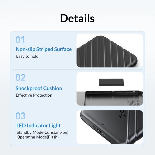 Кутия Orico 25PW1C HDD / SSD 2.5" (6.35 cm), USB Type-C Black