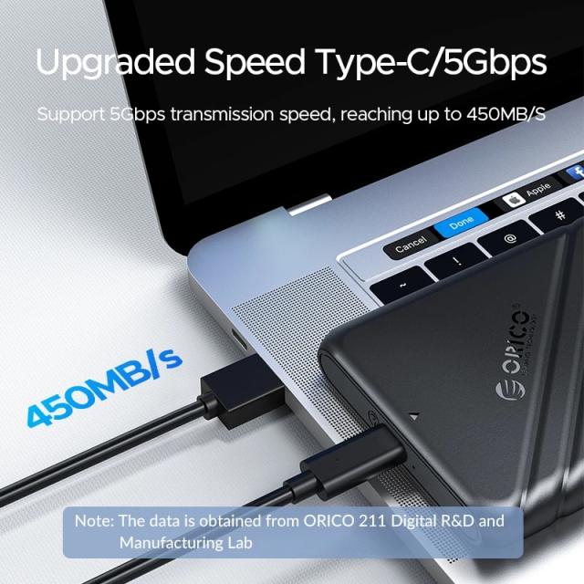 Кутия Orico 25PW1C HDD / SSD 2.5" (6.35 cm), USB Type-C Black