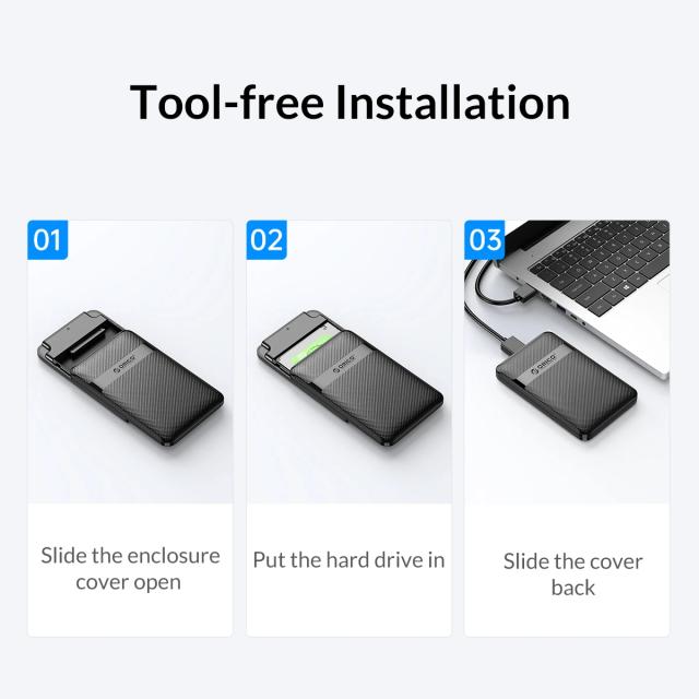 Кутия Orico HDD / SSD 2.5" (6.35 cm), USB Type-C Black