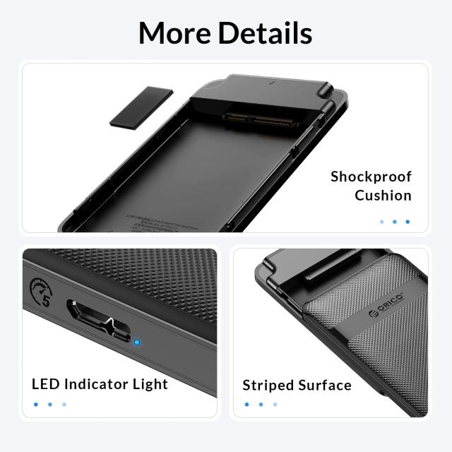 Кутия Orico HDD / SSD 2.5" (6.35 cm), USB Type-C Black