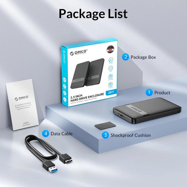 Кутия Orico HDD / SSD 2.5" (6.35 cm), USB Type-C Black